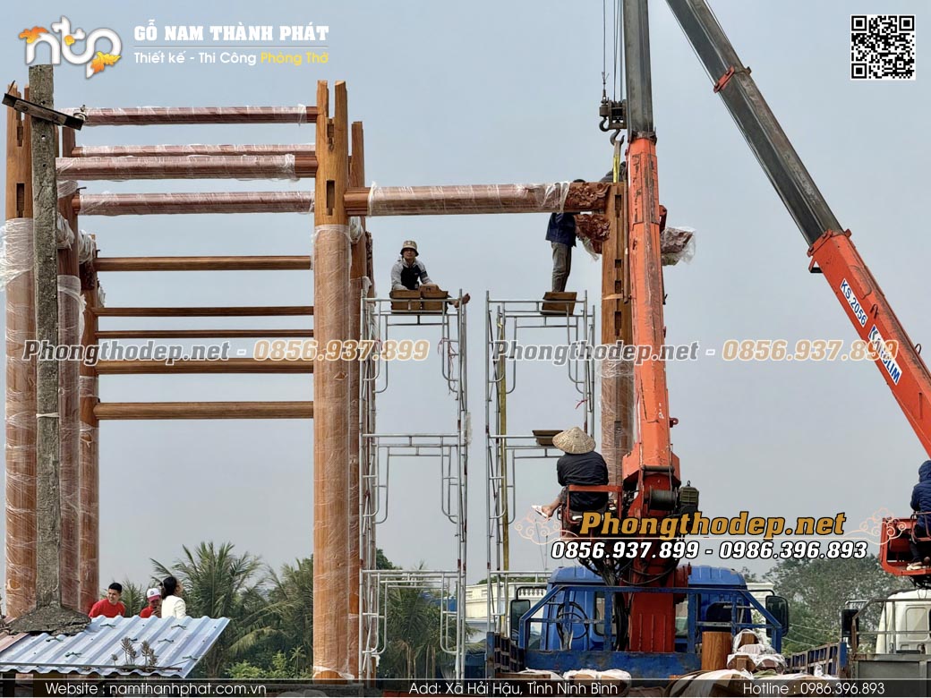 Quy trình thi công nhà gỗ lim 3 gian tại xã Giao Hoà, tỉnh Ninh Bình